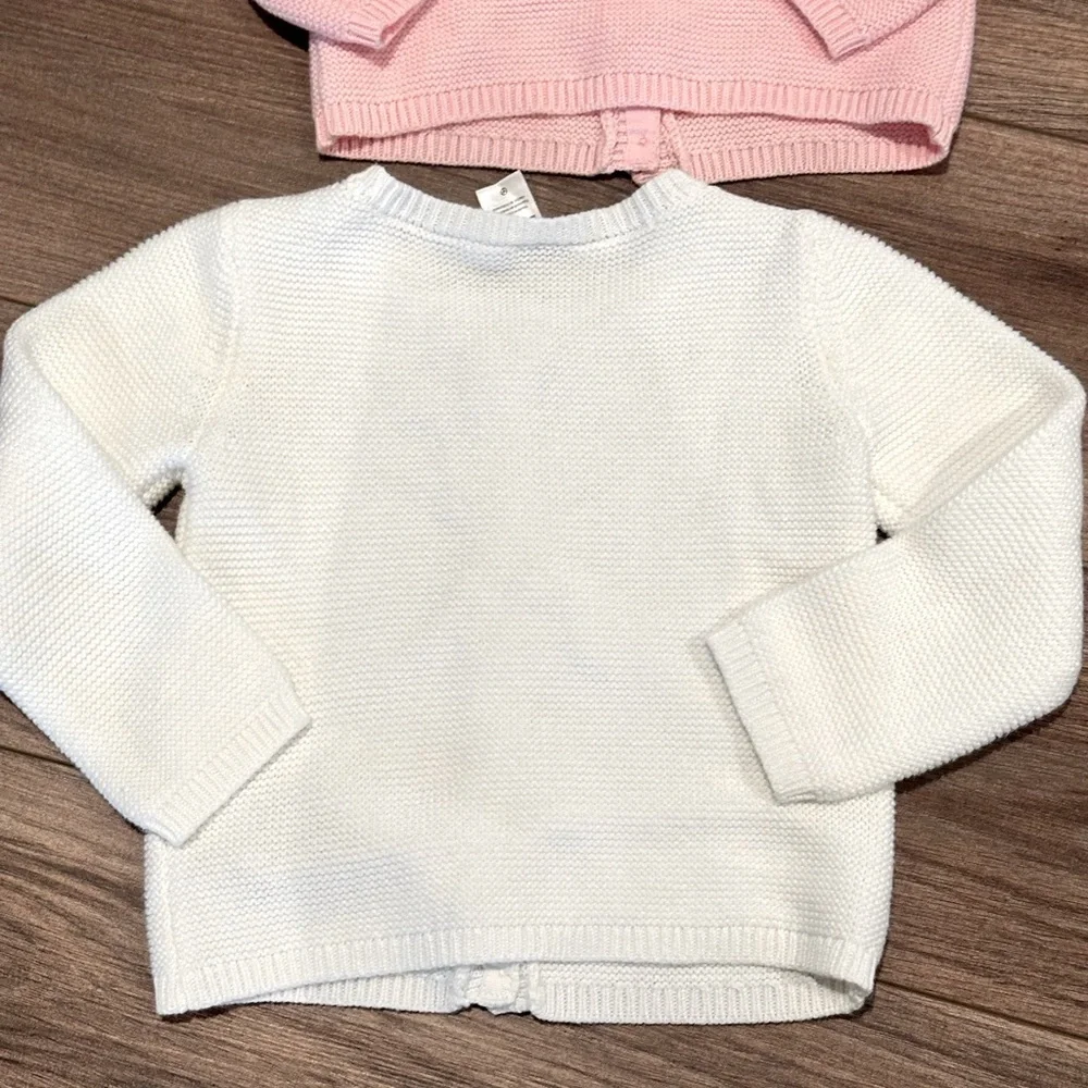 Carter’s Girls 24 Months White and Light Pink Button Up Knit Textured Cardigans - Picture 4 of 8